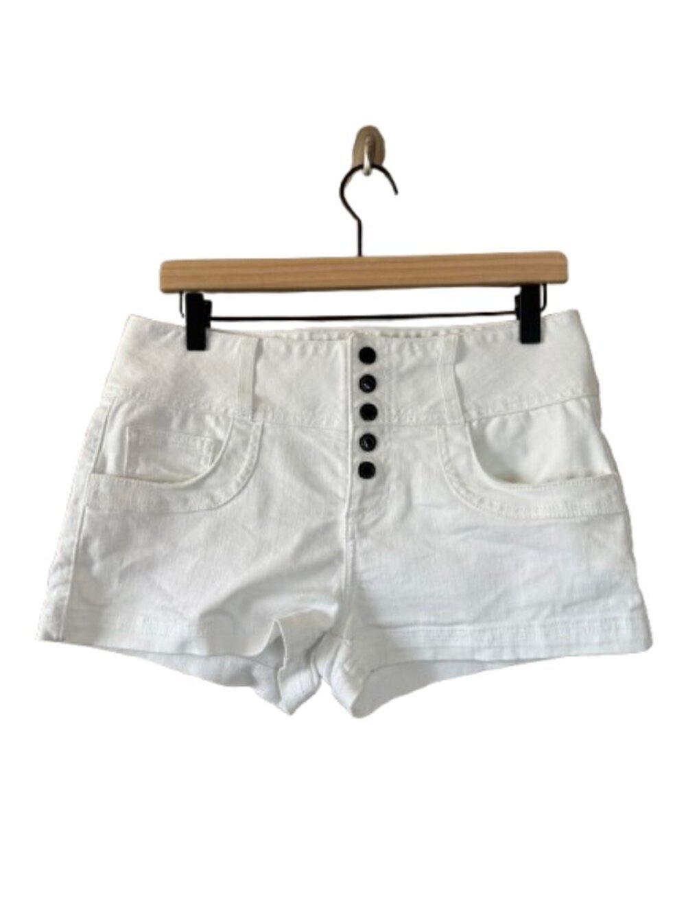 Women's 29 Guess White High Waisted Button Fly (snap) Denim Shorts